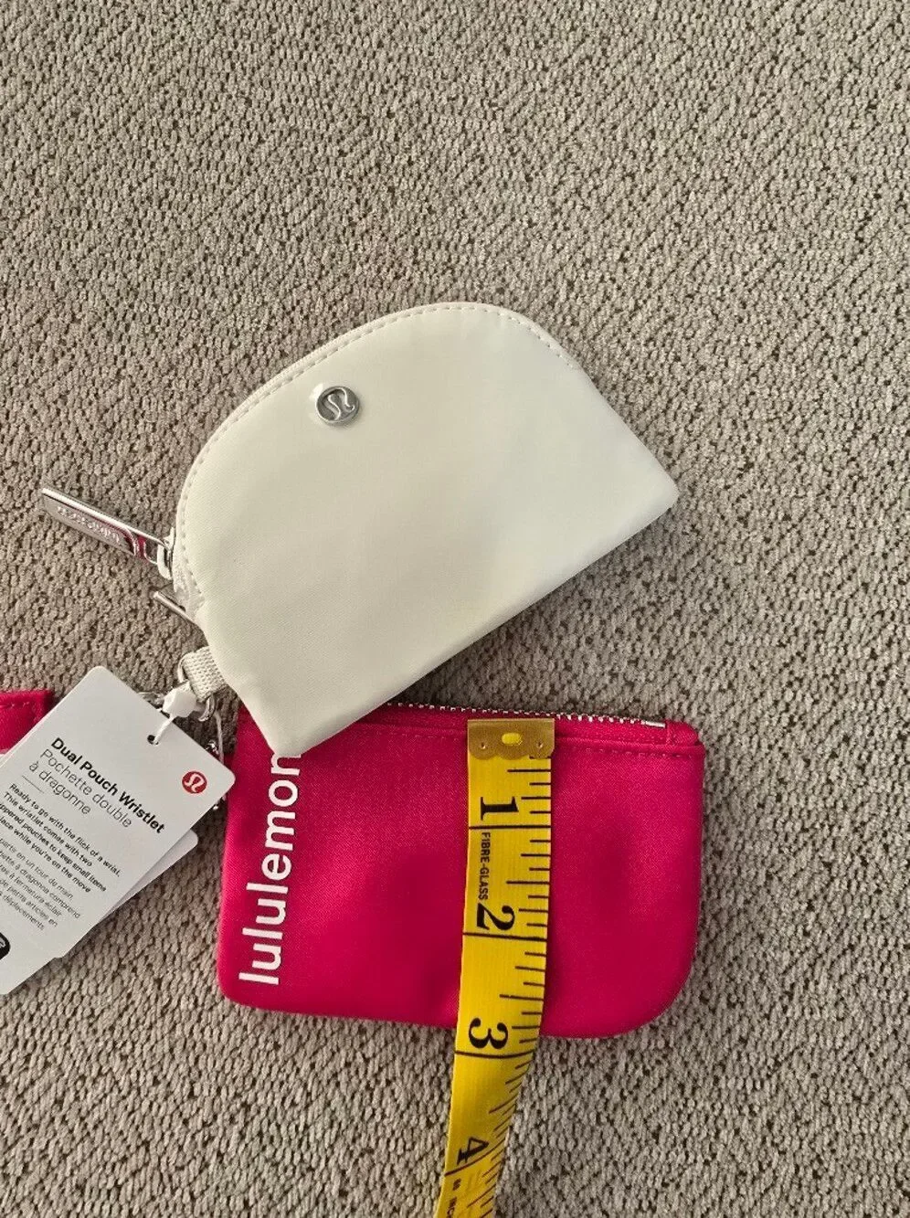 Lululemon PSNT/Bone Pink Off White Dual Pouch Wristlet